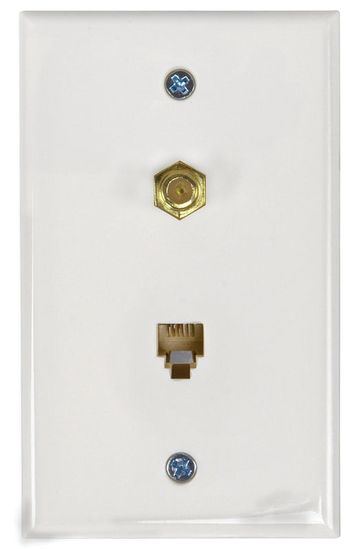 Zenith TW1002CPW Coax and Phone Jack Wallplate
