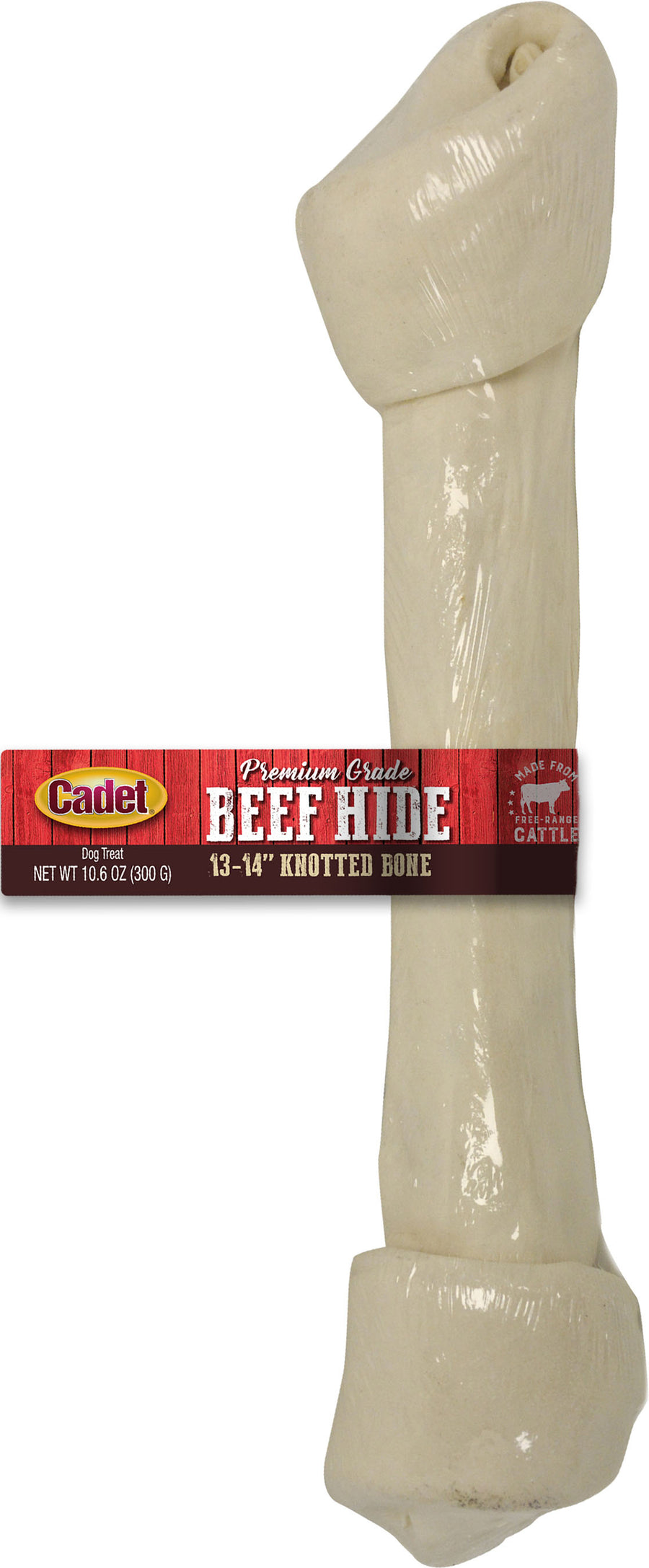 Cadet Gourmet Knotted Rawhide Bone, Natural, 13-14 in - Rawhide/ Body Parts