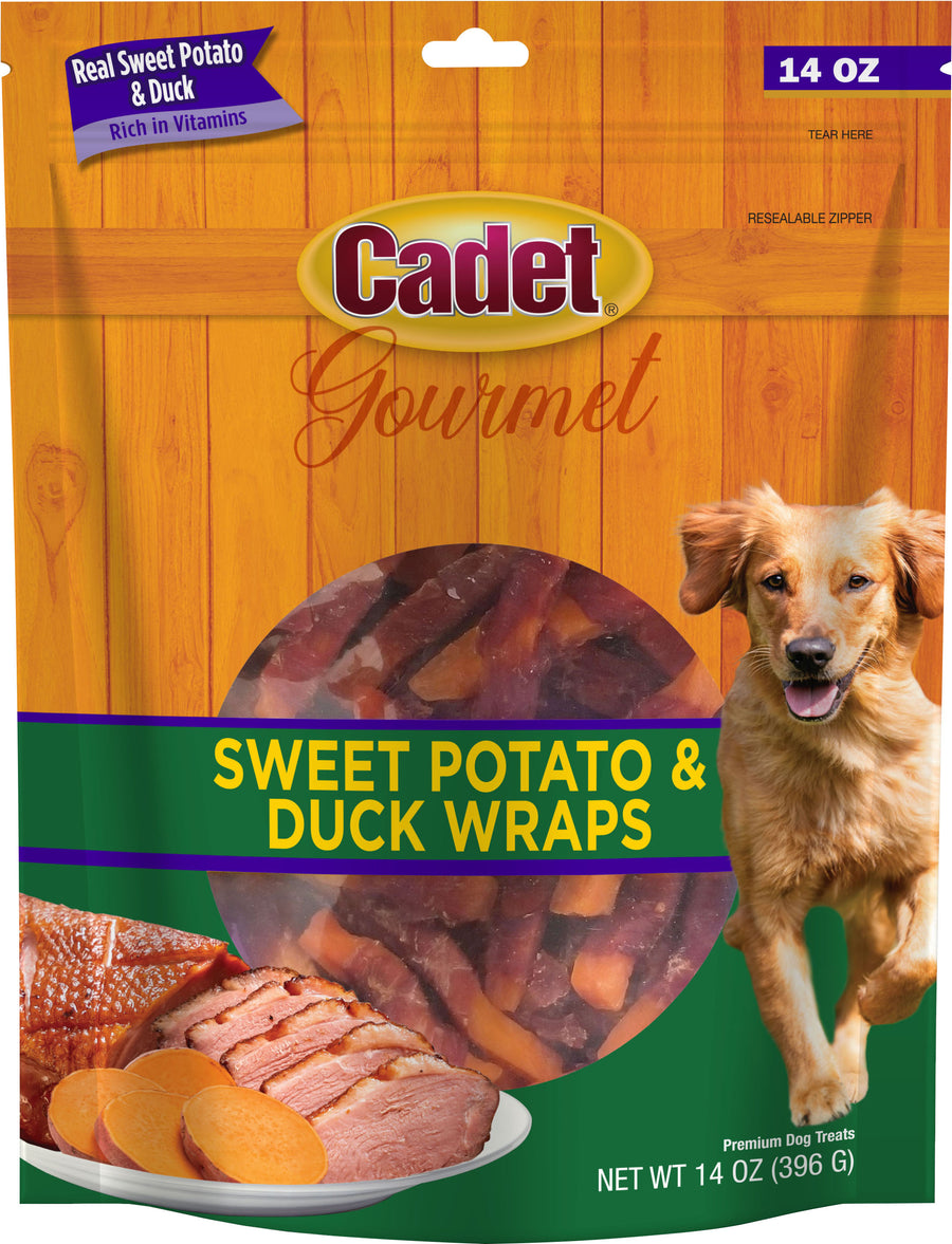 Cadet Gourmet Wraps, Duck/Sweet Potato, 14 oz - Long Lasting Chews