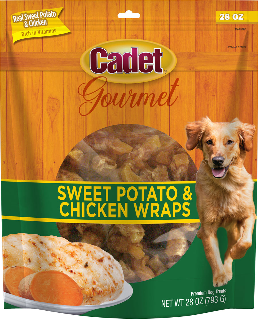 Cadet Gourmet Wraps, Chicken/Sweet Potato, 28 oz - Long Lasting Chews
