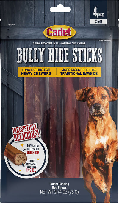 Cadet Bully Hide Sticks, sm-4 pk - Rawhide/ Body Parts