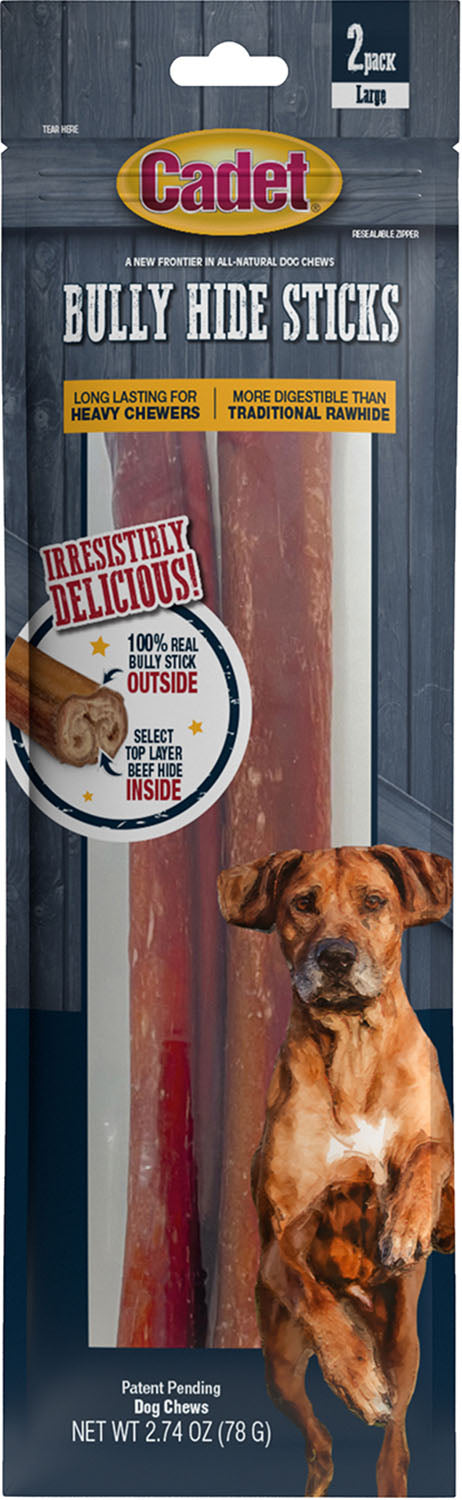 Cadet Bully Hide Sticks, lg-2pk - Rawhide/ Body Parts