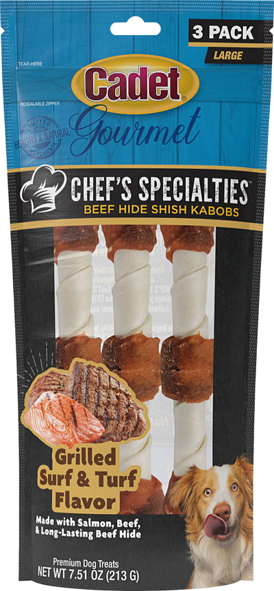 Cadet Chef's Specialties Shish Kabob, Grilled Surf & Turf, lg-3 pk - Long Lasting Chews
