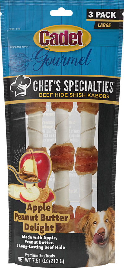 Cadet Chef's Specialties Shish Kabob, Apple/Peanut Butter, lg-3 pk - Long Lasting Chews