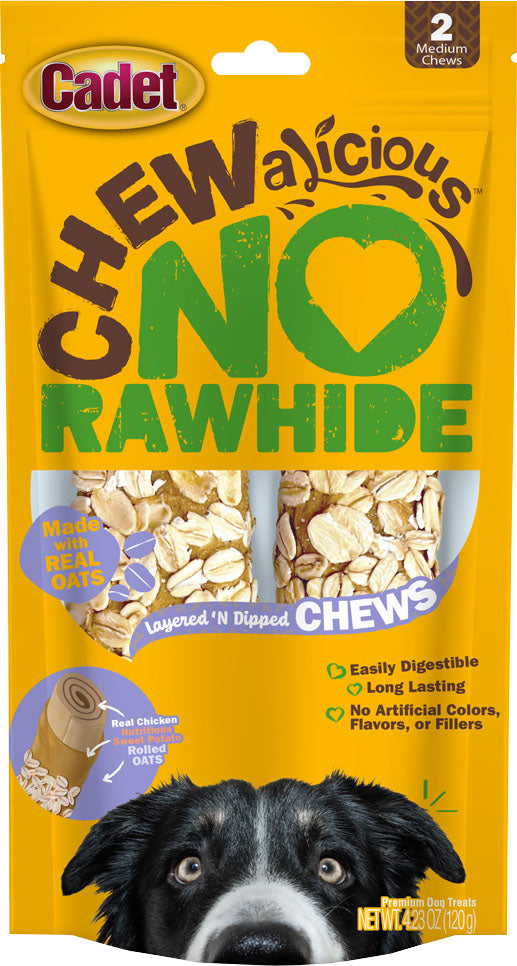 Cadet Chewalicious Layered n Dipped Chews, Oats, 2 pk - Long Lasting Chews