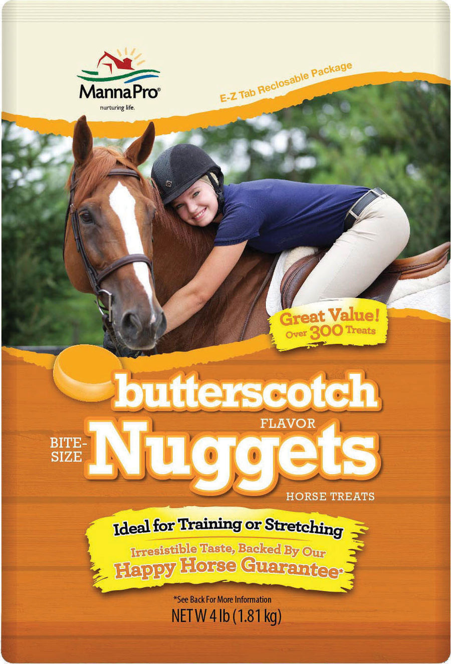 Manna Pro Bite-Size Nuggets Horse Treats, Butterscotch, 4 lb