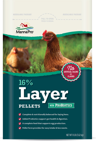 Manna Pro 16% Layer Pellet w/ Probiotics, 8 lb - Layer Feed