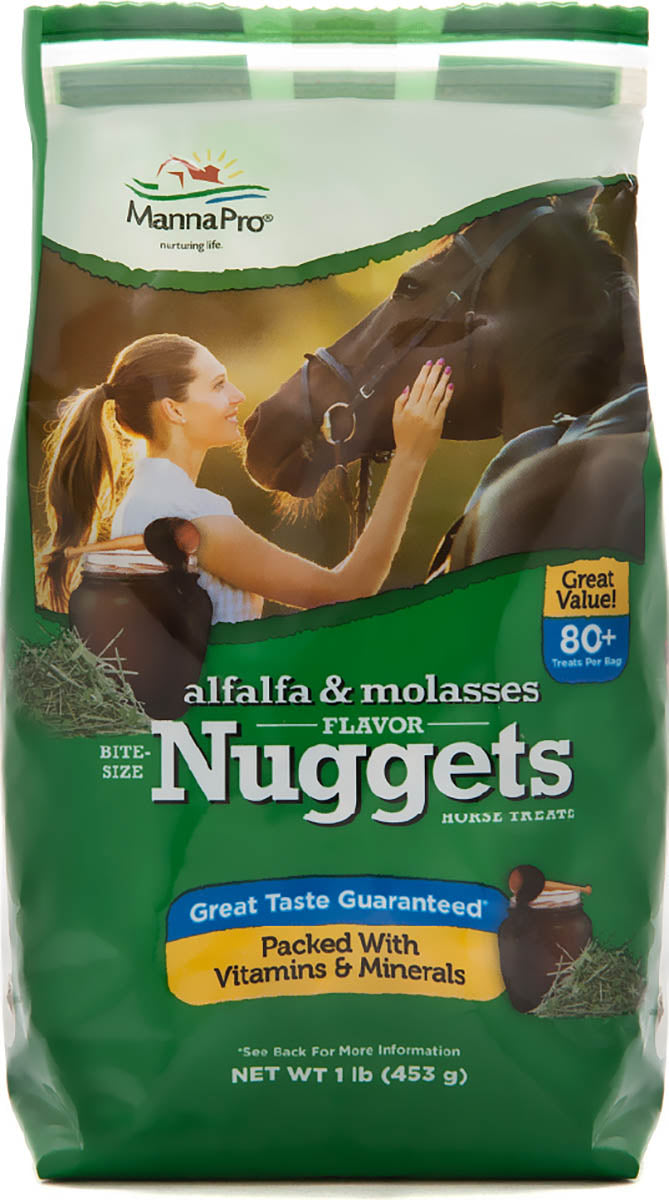 Manna Pro Bite-Size Nuggets Horse Treats, Alfalfa/Molasses, 1 lb