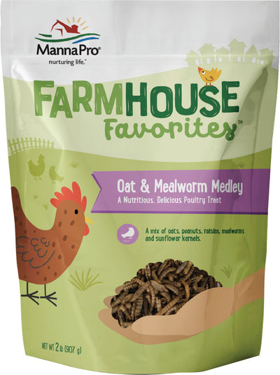Manna Pro Farmhouse Favorites Oat & Mealworm, 2 lb - Mealworms