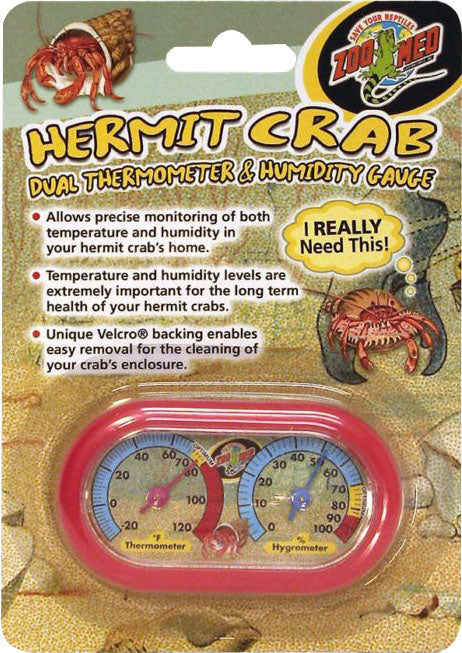 Zoo Med Hermit Crab Dual Thermometer Humidity Gauge, Assorted