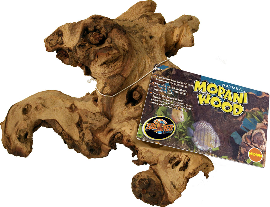 Zoo Med Natural Mopani Wood for Aquariums, Natural, md-10-12 in - Driftwood