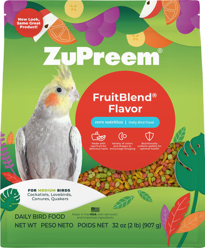 Zupreem Fruitblend Flavor Medium Bird Food, 2 lb - Cockatiel