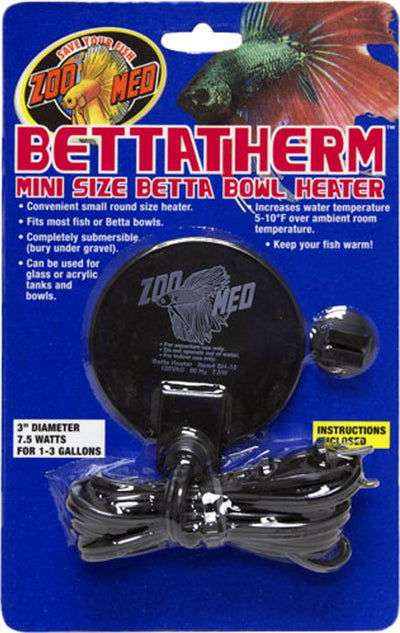 Zoo Med Bettatherm Mini Size Betta Bowl Heater, 7.5 Watt - Submersible