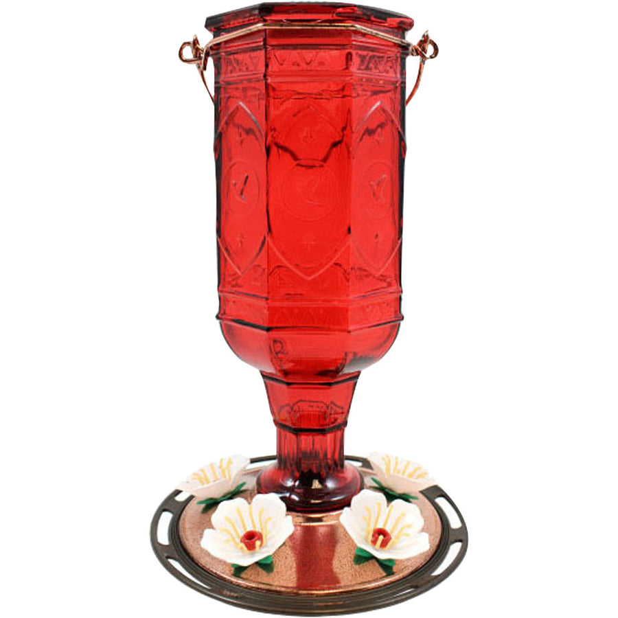 More Birds Red Jewel Hummingbird Feeder, Red, 20 oz - Hummingbird Feeder-Glass