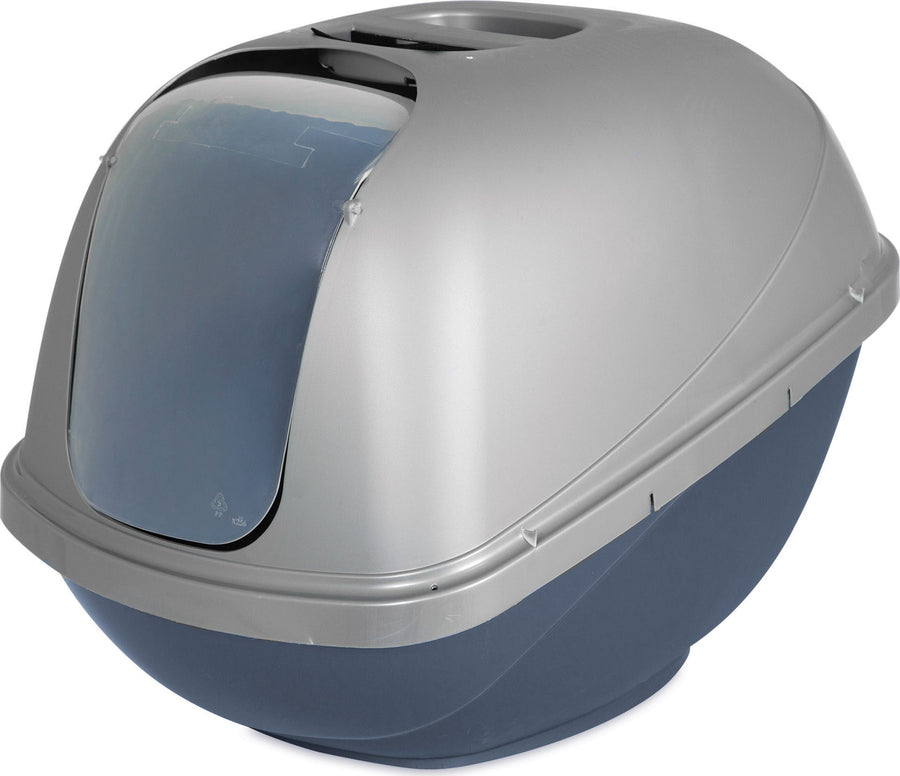Petmate Basic Cat Hooded Litter Pan, Blue/Silver, LG - Pans