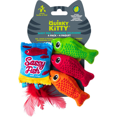 Quirky Kitty Sassy Fish Cat Toy, 4 pc - General