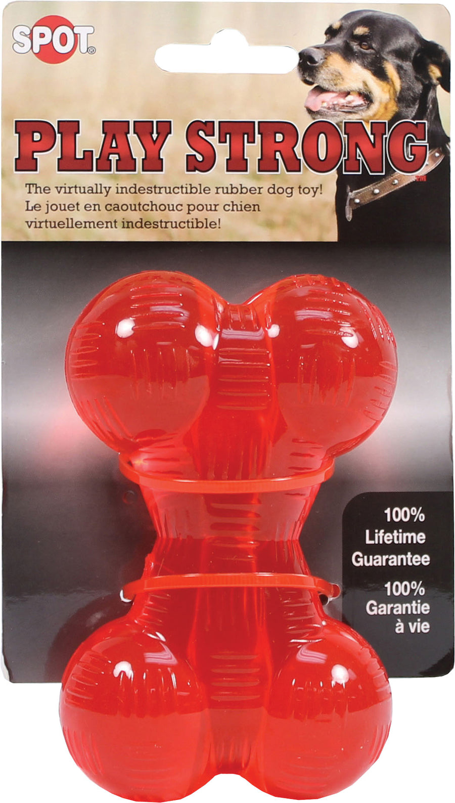 Spot Play Strong Rubber Bone, Red, 4.5 in