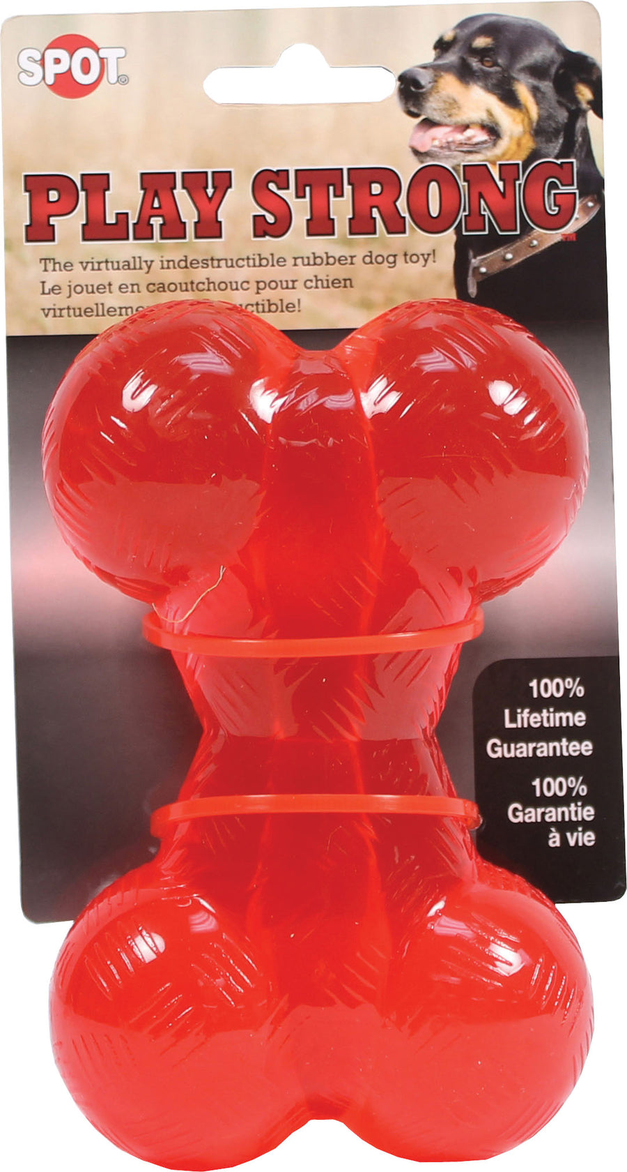 Spot Play Strong Rubber Bone, Red, 5.5 in