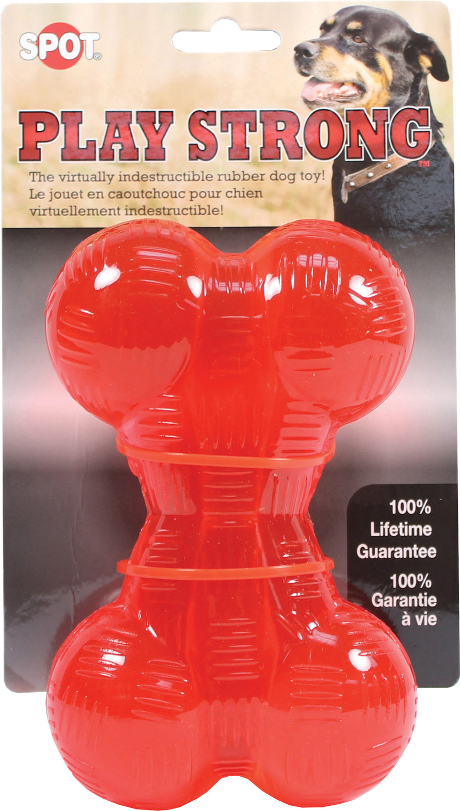 Spot Play Strong Rubber Bone, Red, 6.5 in