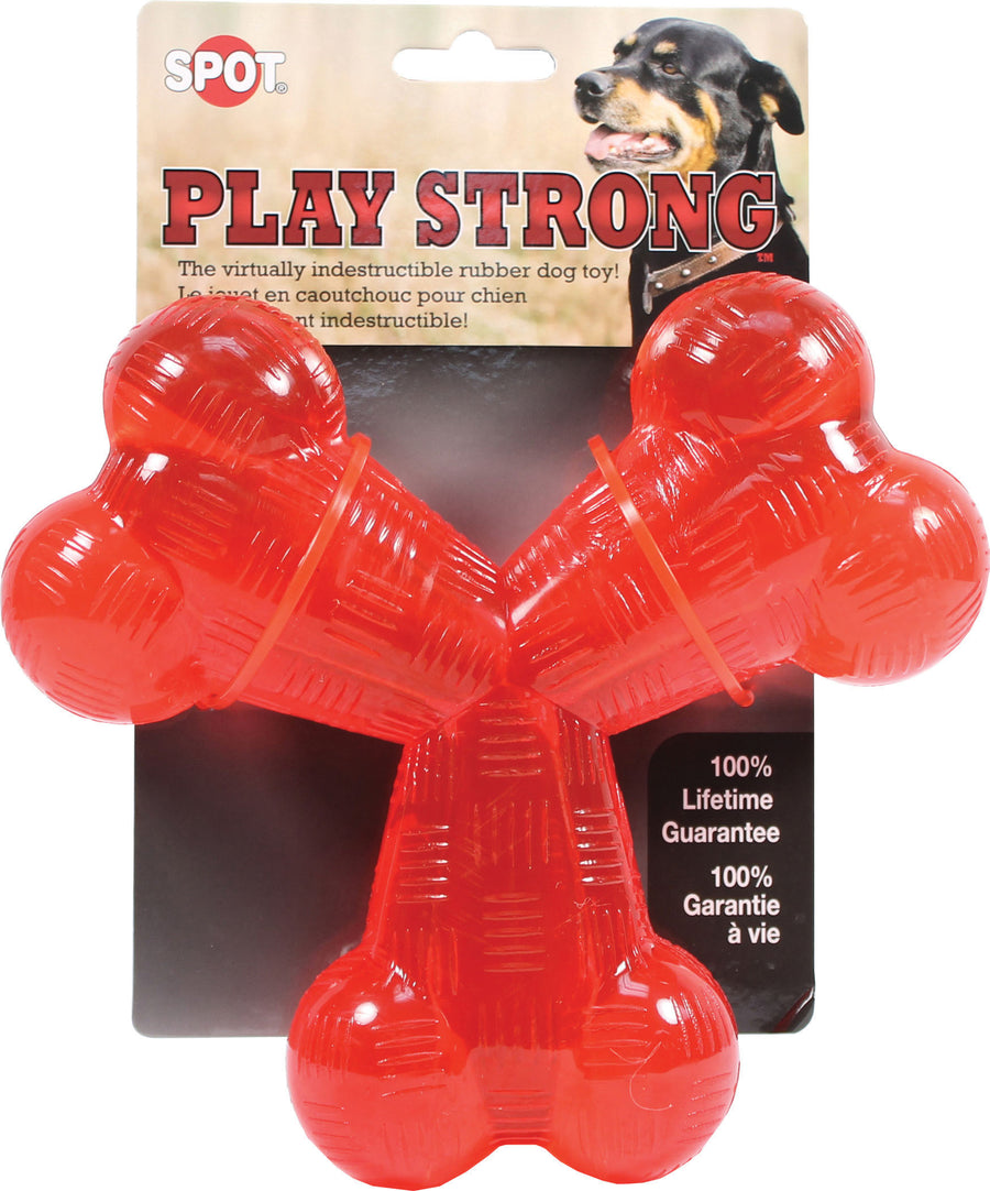 Spot Play Strong Rubber Y Bone, Red, 6 in
