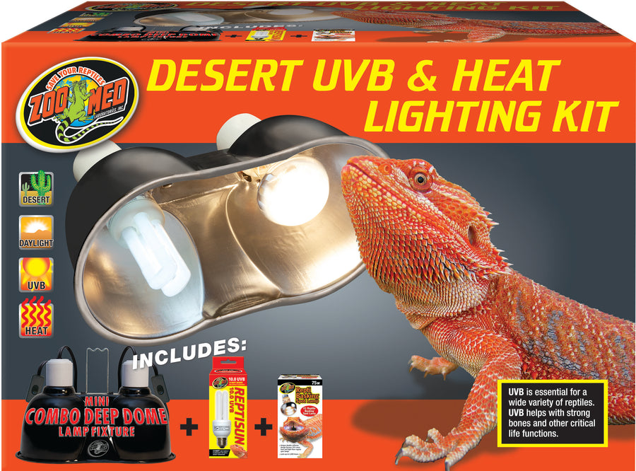 Zoo Med Desert Uvb and Heat Lighting Kit, 75 & 13 Watt - Domes