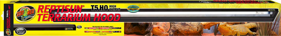 Zoo Med Reptisun t5 Ho with 5.0 Terrarium Hood, Black, 48 in - Strip Lights