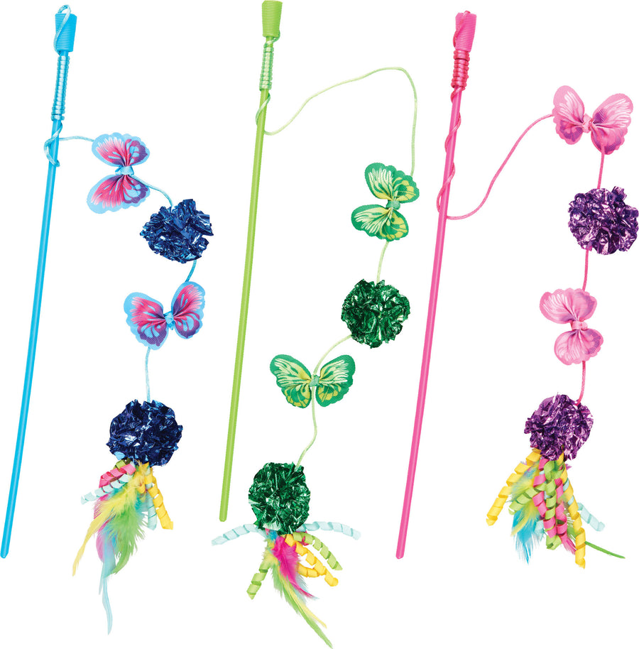 Spot Butterfly Mylar Wand, Assorted, 16 in - Interactive