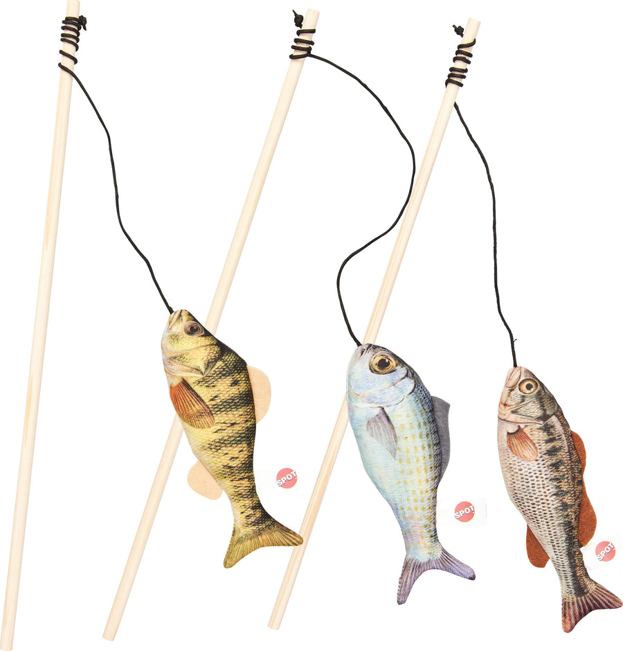 Spot Hug'n Kick Gone Fishin Teaser Wand w/ Catnip, Assorted, 16 in - Interactive