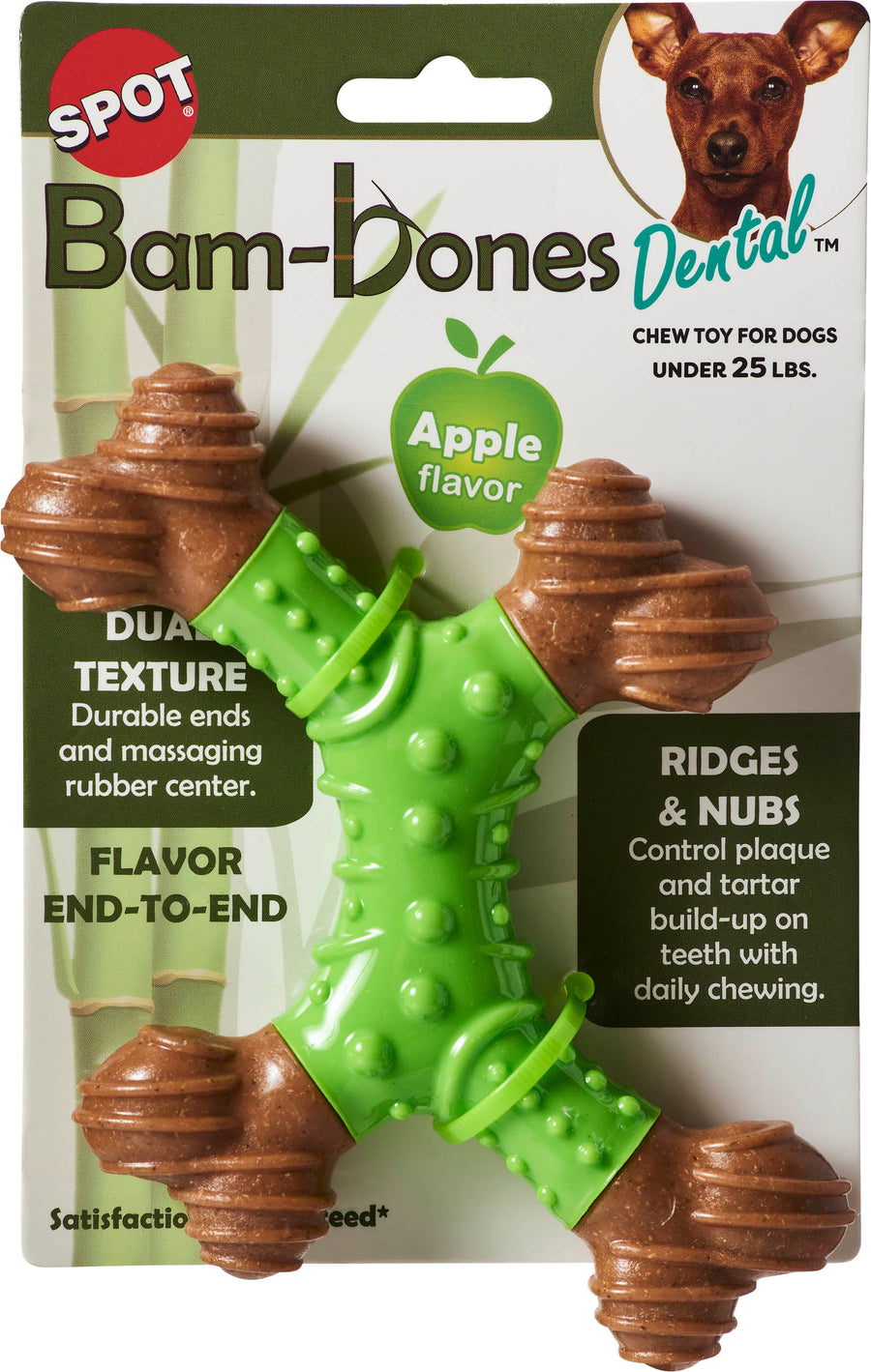 Spot Bambone Dental x-Bone, Apple, 6 in - Hard Plastic