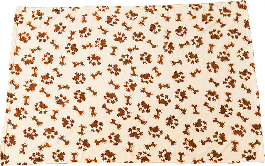 Spot Snuggler Bones/Paws Blanket, Tan, 40x60 in - Mats