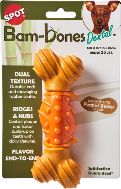 Spot Bambone Dental Bone, Peanut Butter, 6 in - Hard Plastic