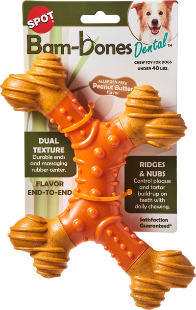 Spot Bambone Dental x-Bone, Peanut Butter, 8 in - Hard Plastic