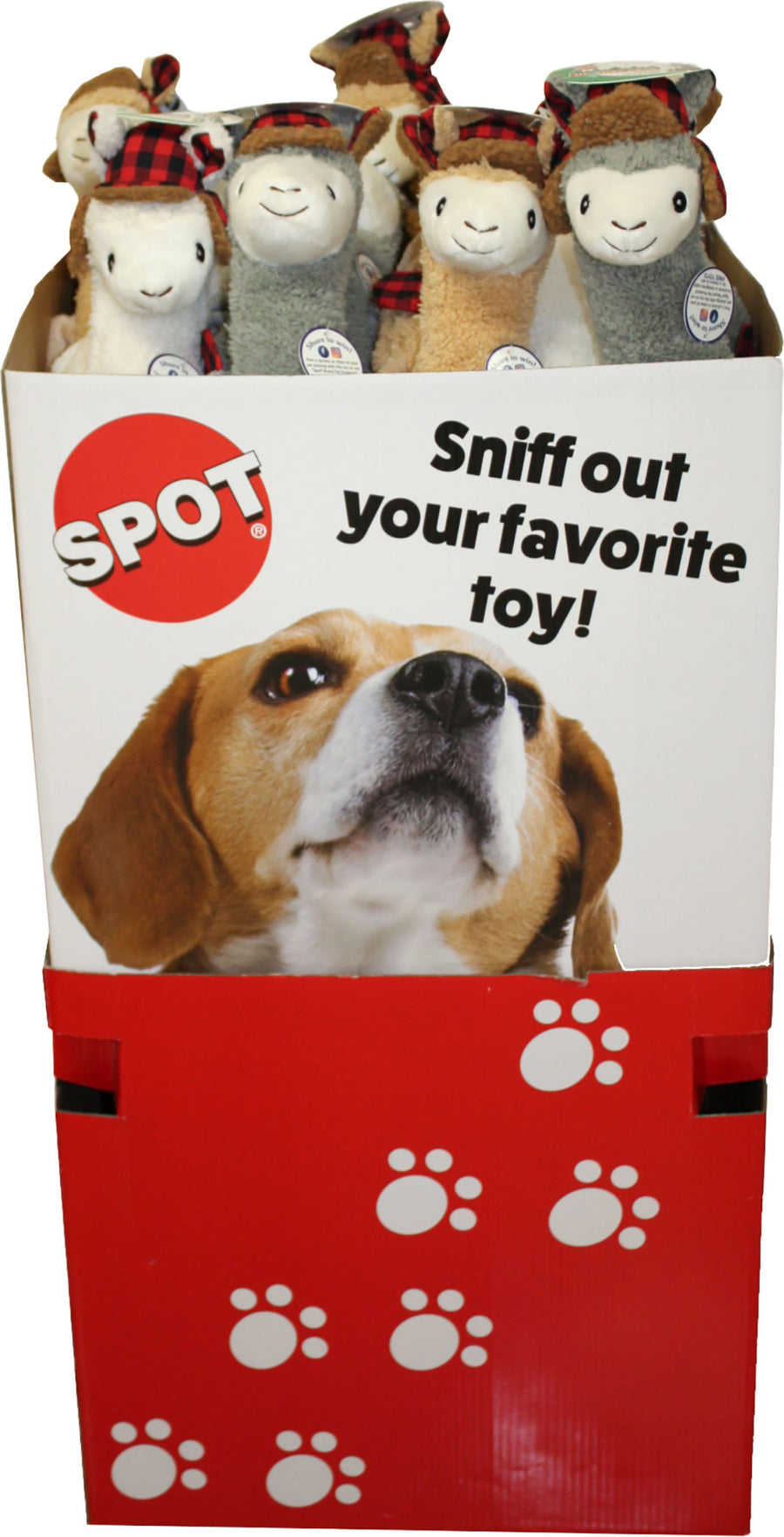 Spot Holiday Llamas Assorted Dog Toys Dump Bin, Assorted, 36 pc - Christmas