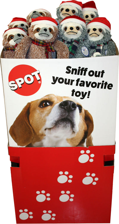 Spot Holiday Fun Sloths Assorted Dog Toys Dump Bin, Assorted - Christmas