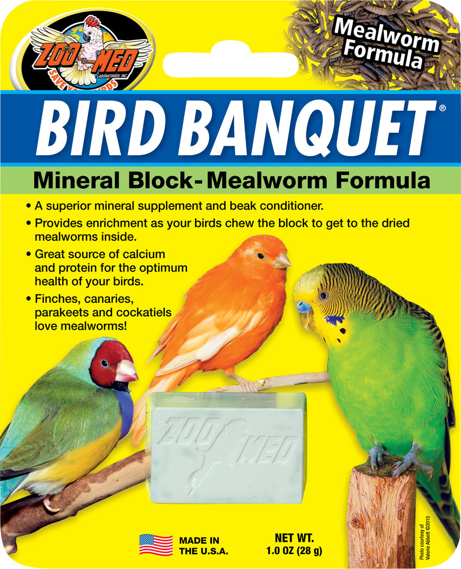 Zoo Med Bird Banquet Mineral Block Mealworm Formula, Mealworm, SM - Supplements