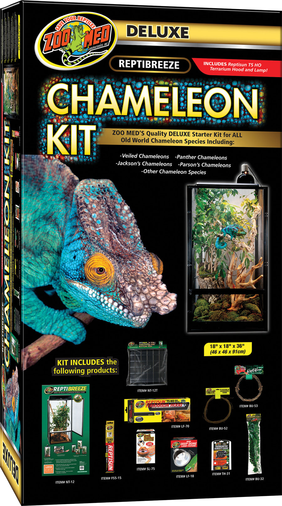 Zoo Med Reptibreeze Deluxe Chameleon Kit, 18x18x36 in - Starter Kits
