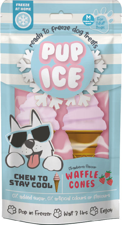 Pup Ice Waffle Cone, Strawberry, 2 pk - Soft Treats