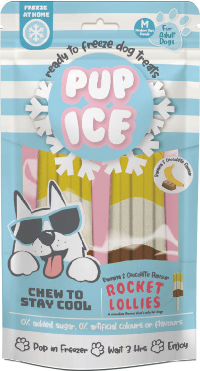 Pup Ice Rocket Lollies, Banana/Chocolate, 2 pk - Soft Treats