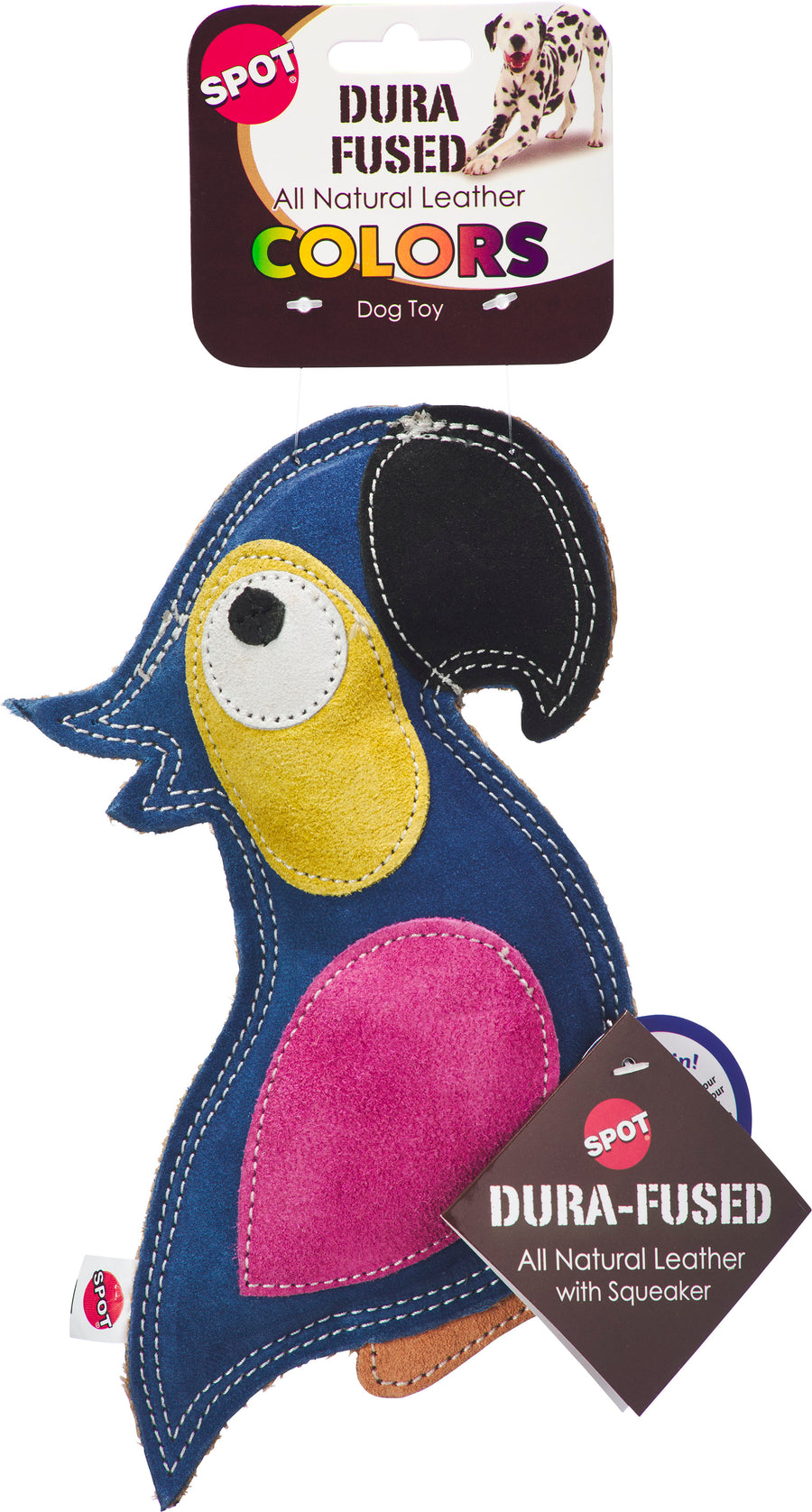 Spot Dura-Fused Leather Parrot, Assorted, 8 in - Canvas