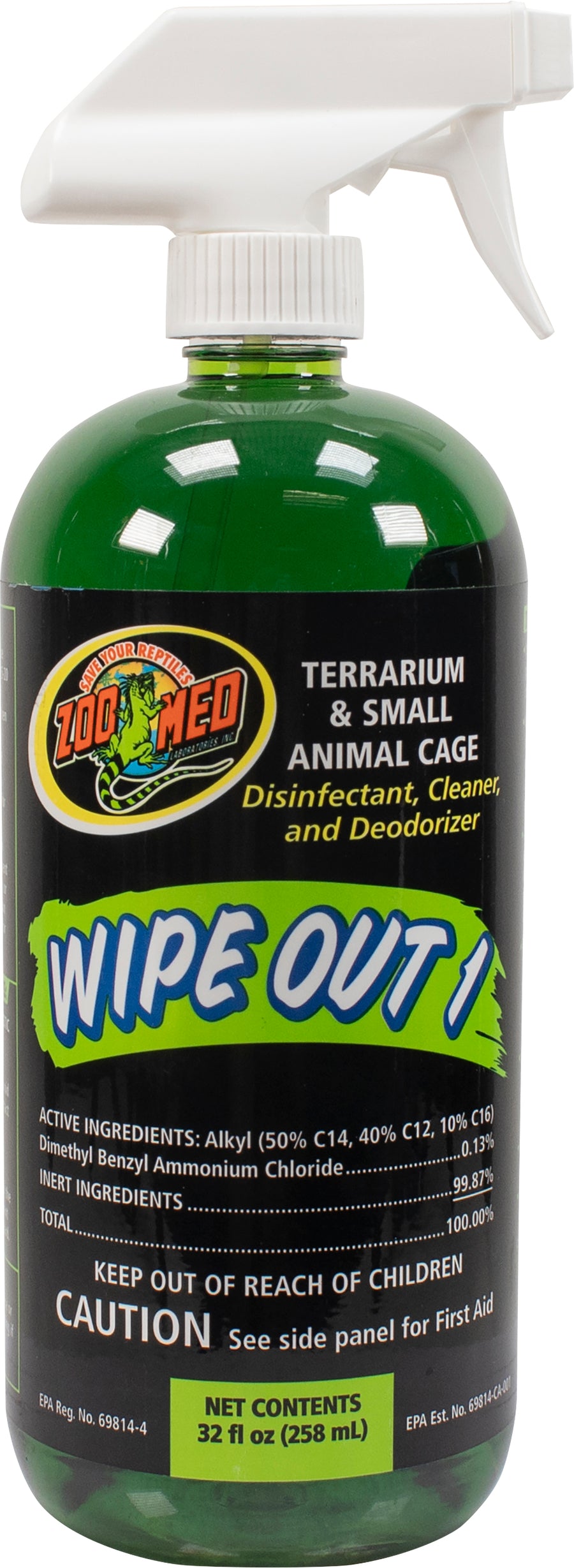 Zoo Med Wipe Out 1 Terrarium & Cage Disinfectant, 32 oz - Cleaning Accessories