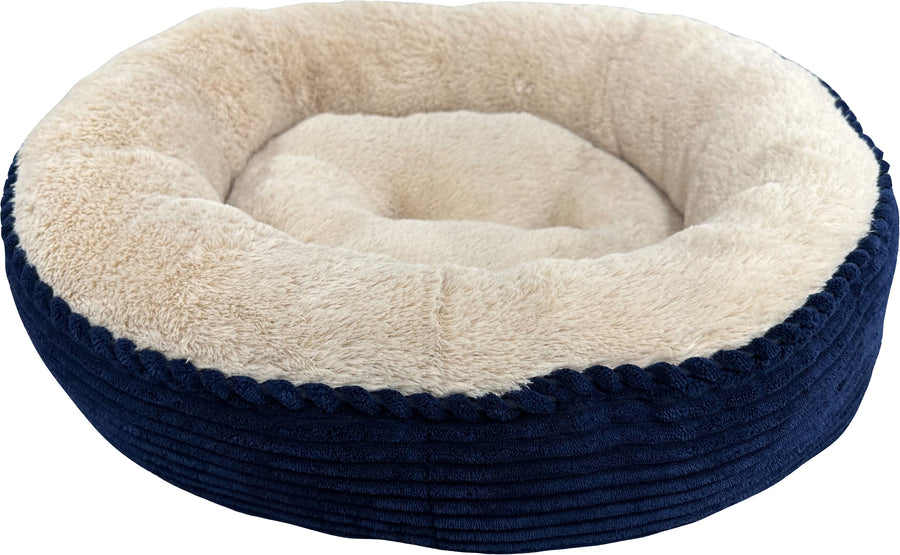 Spot Sleep Zone Round Rib Corduroy Bed, Navy, 23 in - Beds
