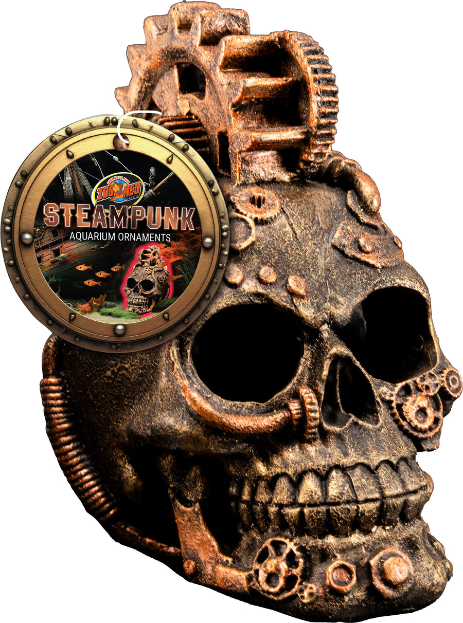 Zoo Med Steampunk Aquarium Ornament, Skull - Resin