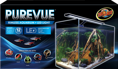 Zoo Med Purevue Rimless Aquarium + LED Light, 12 gal - Specialty