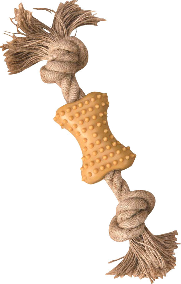 Spot Love the Earth Natural Rubber Bone w/ Rope Dog Toy, 7 in