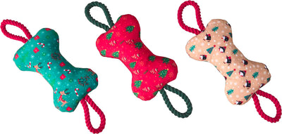 Spot Holiday Bones with /Rope Dog Toy, Assorted, 14 in - Christmas