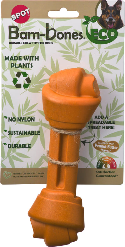 Spot Bambone Eco Knot Bone, Peanut Butter, 7.5 in - Hard Plastic