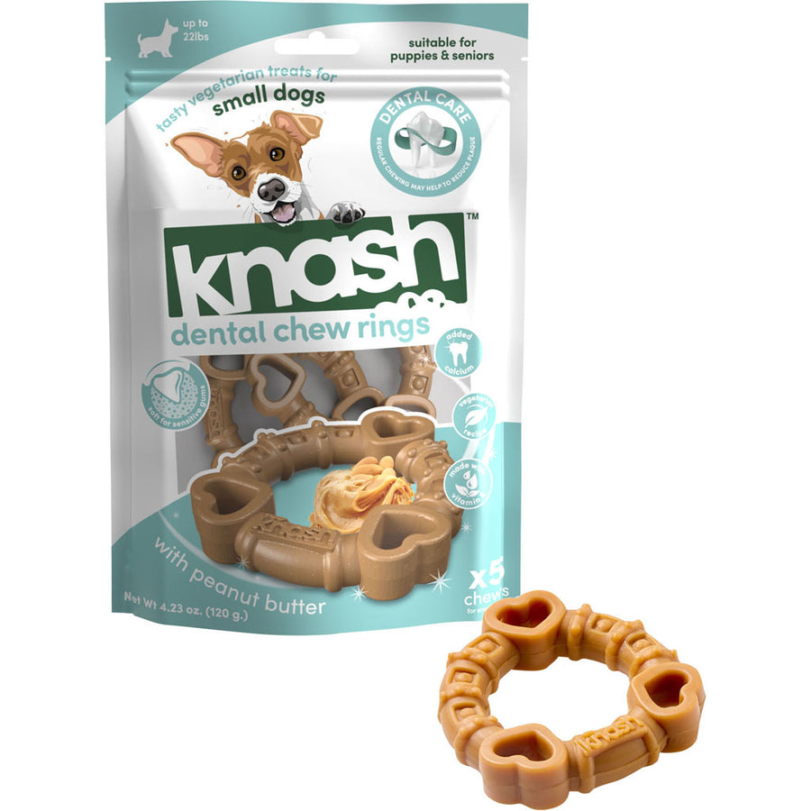 Fieldcrest Farms Knash Dental Rings, Peanut Butter, 5 pk - Long Lasting Chews