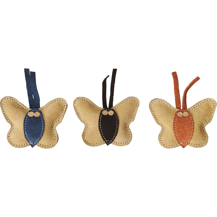 Spot Dura-Fuse Leather Btrfly/Nip, Assorted, 3 in - Catnip