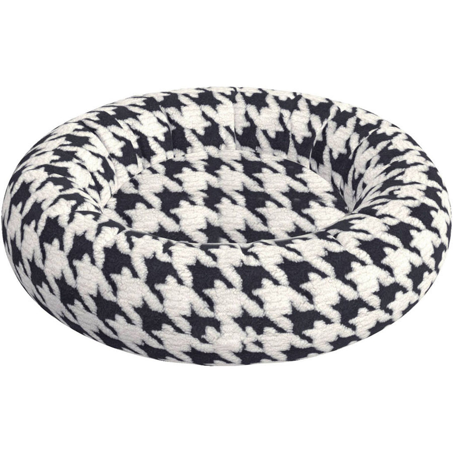 Sleep Zone Houndstooth Round Bed, Black/White, 18 in - Beds