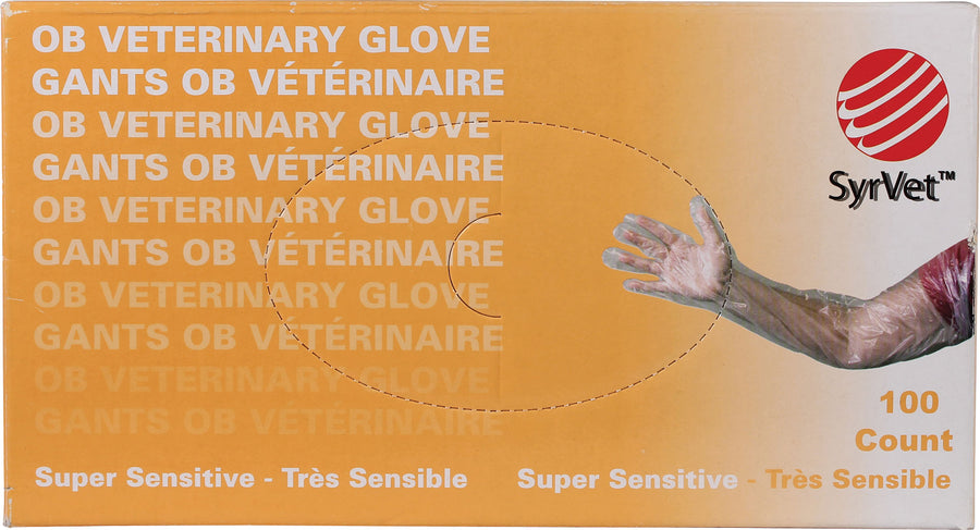 Ideal Shoulder Length Disposable Ob Glove 1.25 Mil, Orange, 36 in - 100ct